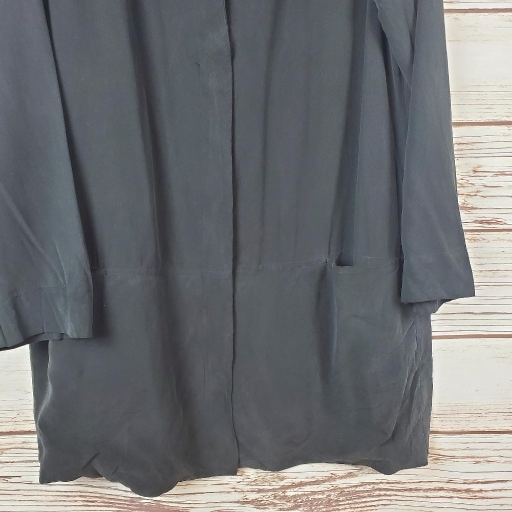 John Mark Womens Large 100% Black Silk Oversized Lightweight Zip Jacket - Picture 4 of 11